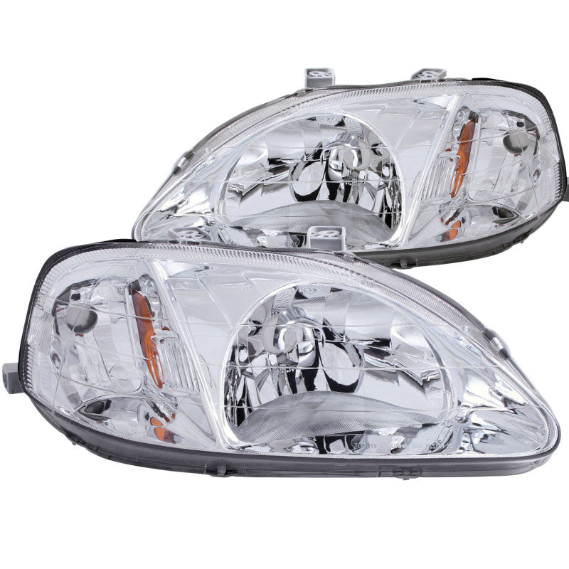 ANZO 1999-2000 Honda Civic Crystal Headlights Chrome - 121179-C-Dub Tech