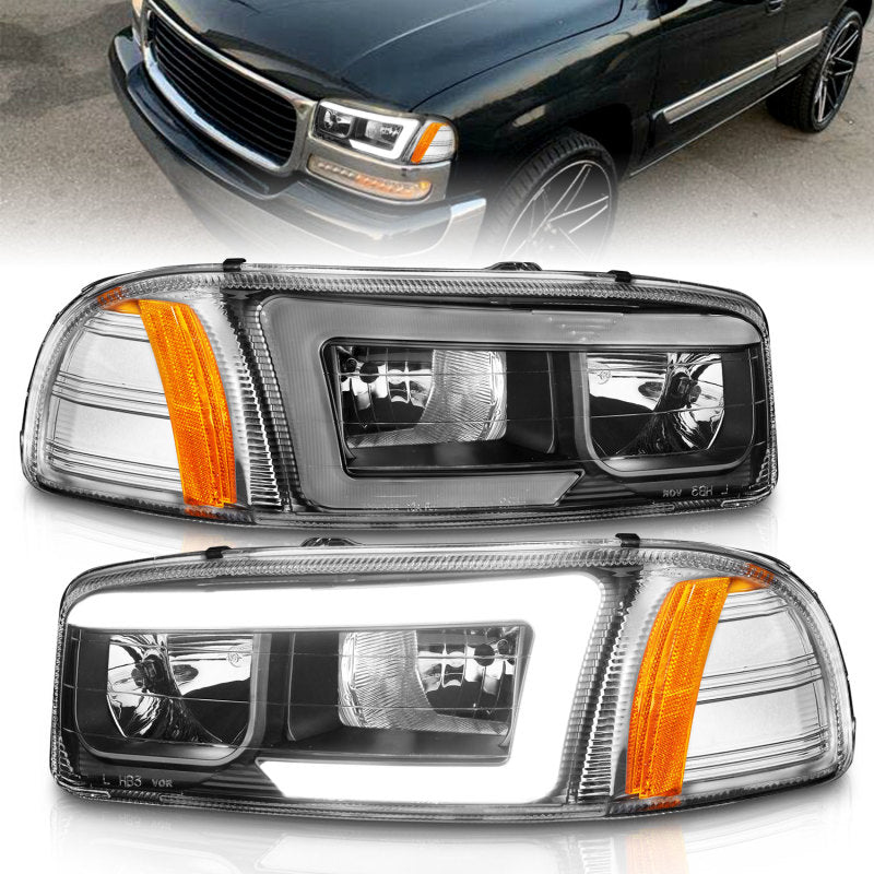 Anzo 99-17 GMC Sierra/Denali Headlights Black Amber (w/C Light Bars) - 111522-C-Dub Tech
