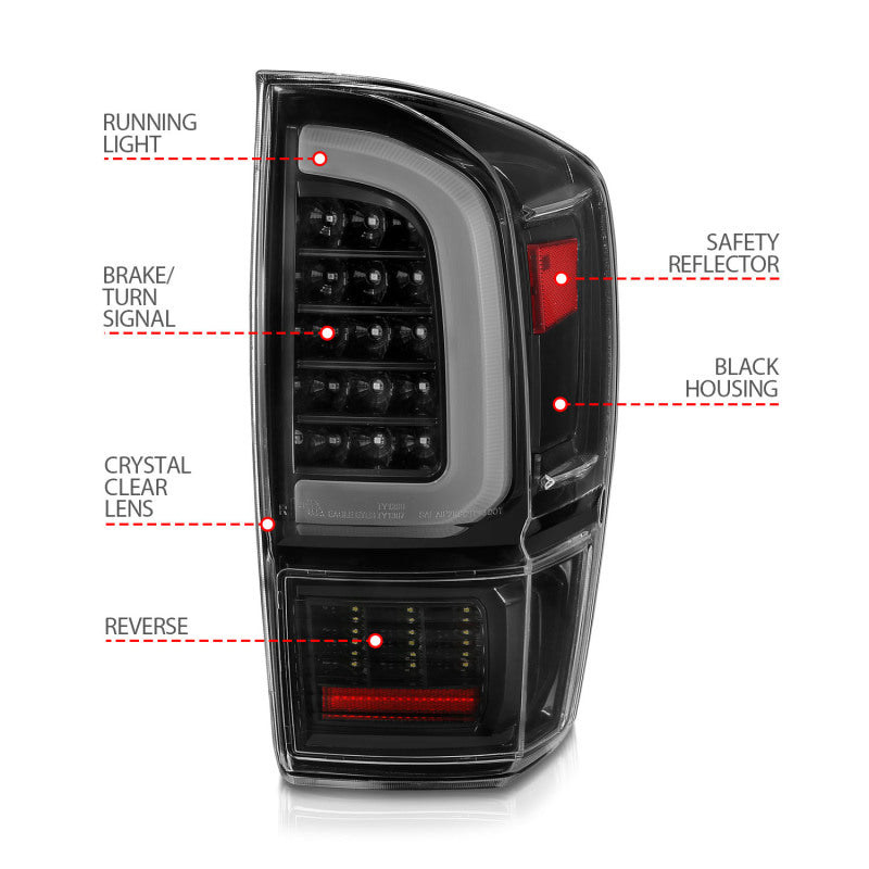 ANZO 16-21 Toyota Tacoma LED Tail Lights - w/ Light - 311400-C-Dub Tech