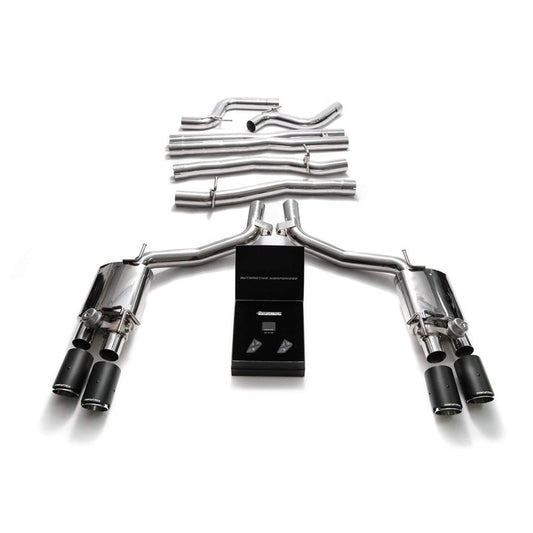 Armytrix Stainless Steel Valvetronic Exhaust System with Quad Exhaust Tips | 2014-2021 Maserati Ghibli M157 (MG572-QC38)-C-Dub Tech