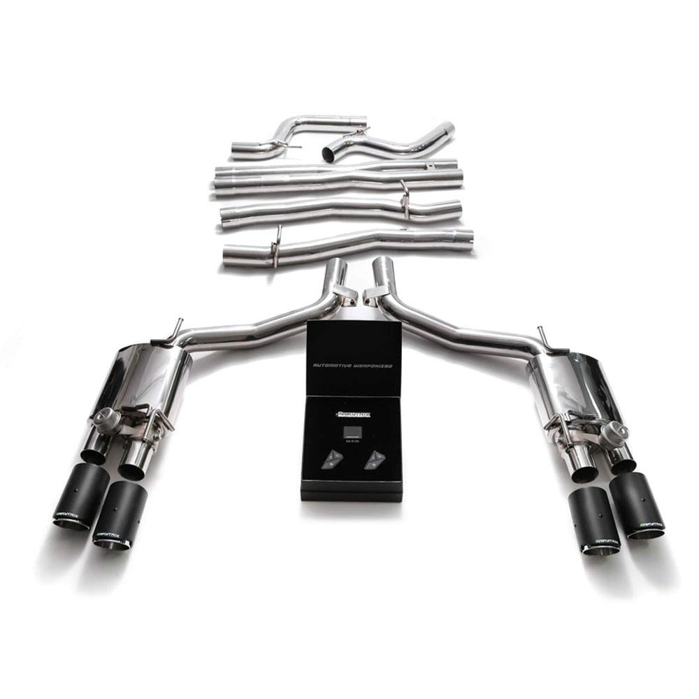 Armytrix Stainless Steel Valvetronic Catback Exhaust System with Quad Exhaust Tips | 2013-2020 Maserati Ghibli SQ4 (MG574-QC38)-C-Dub Tech