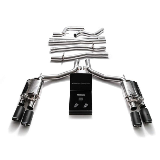 Armytrix Stainless Steel Valvetronic Catback Exhaust System with Quad Exhaust Tips | 2013-2020 Maserati Ghibli SQ4 (MG574-QC38)-C-Dub Tech