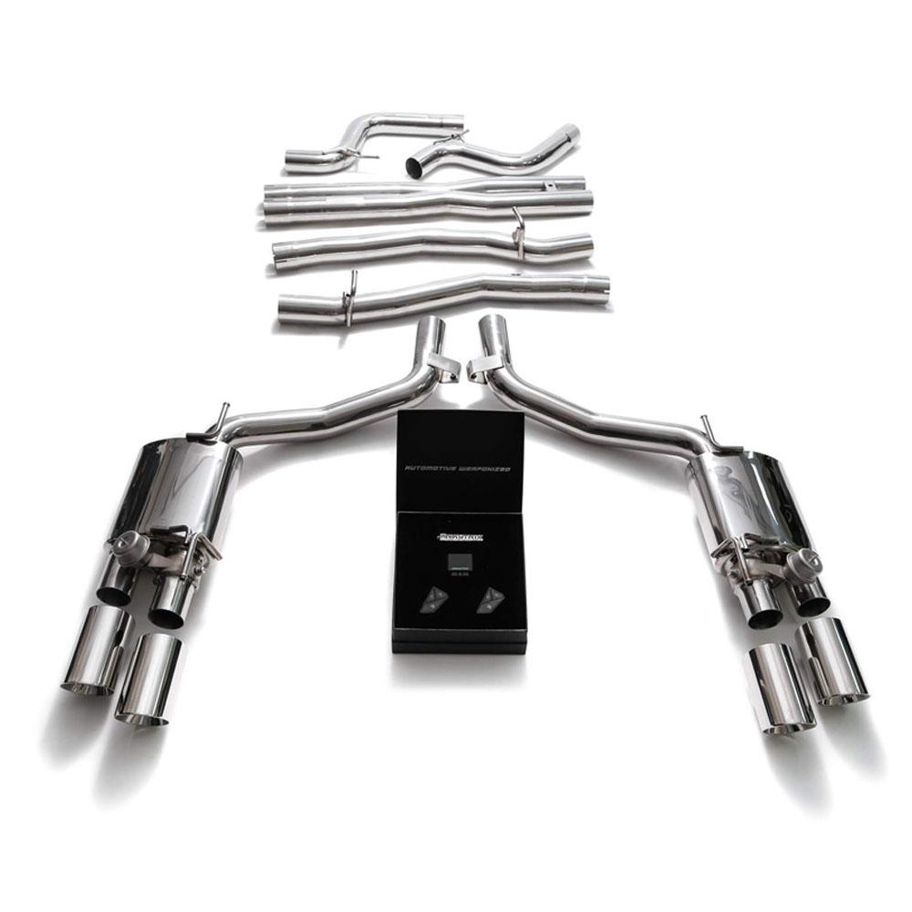 Armytrix Stainless Steel Valvetronic Catback Exhaust System with Quad Exhaust Tips | 2013-2020 Maserati Ghibli SQ4 (MG574-QC38)-C-Dub Tech