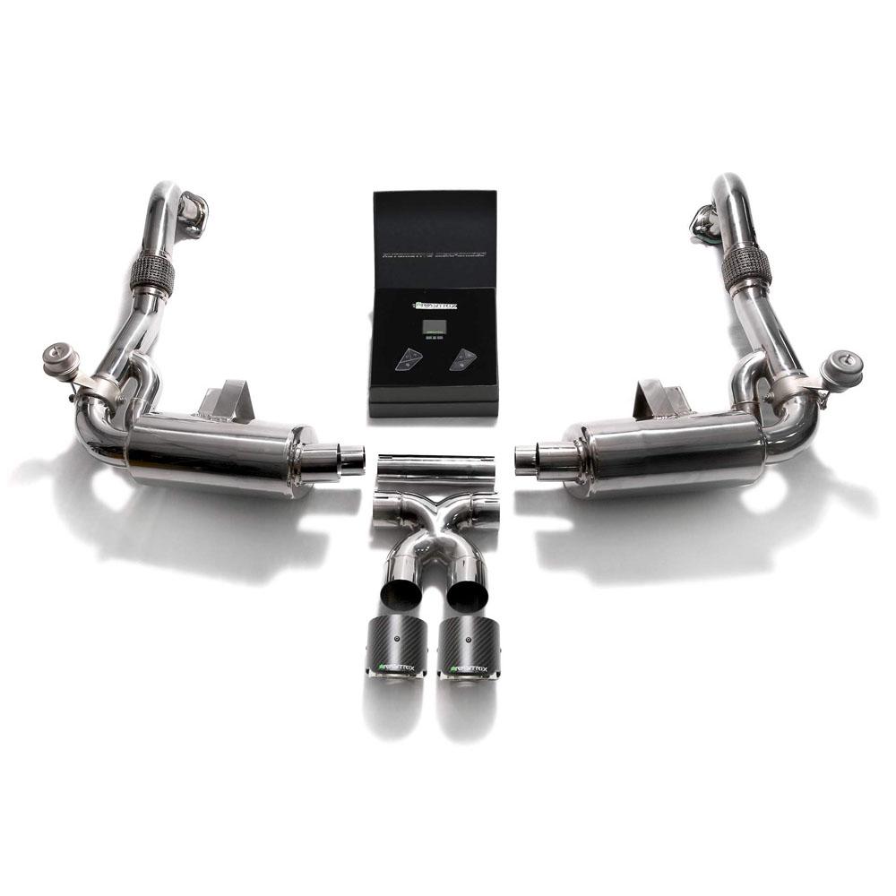 Armytrix Stainless Steel Valvetronic Exhaust System with Dual Exhaust Tips | 2017-2021 Porsche 718 Boxster / Cayman (P82T1-DC24)-C-Dub Tech