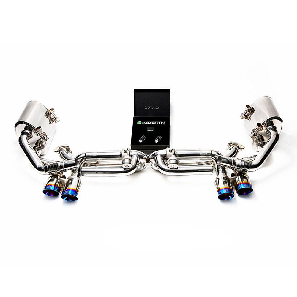 Armytrix Stainless Steel Valvetronic Exhaust System with Quad Exhaust Tips | 2017-2019 Porsche 991.2 Turbo (P91T2-QS35B)-C-Dub Tech