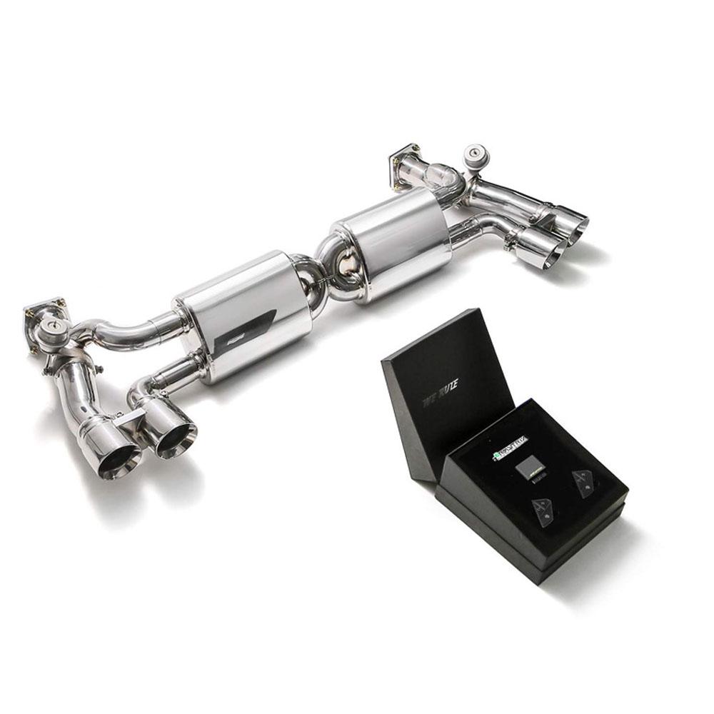 Armytrix Stainless Steel Valvetronic Exhaust System with Quad Exhaust Tips | 2017-2019 Porsche 991.2 Turbo (P91T2-QS35B)-C-Dub Tech