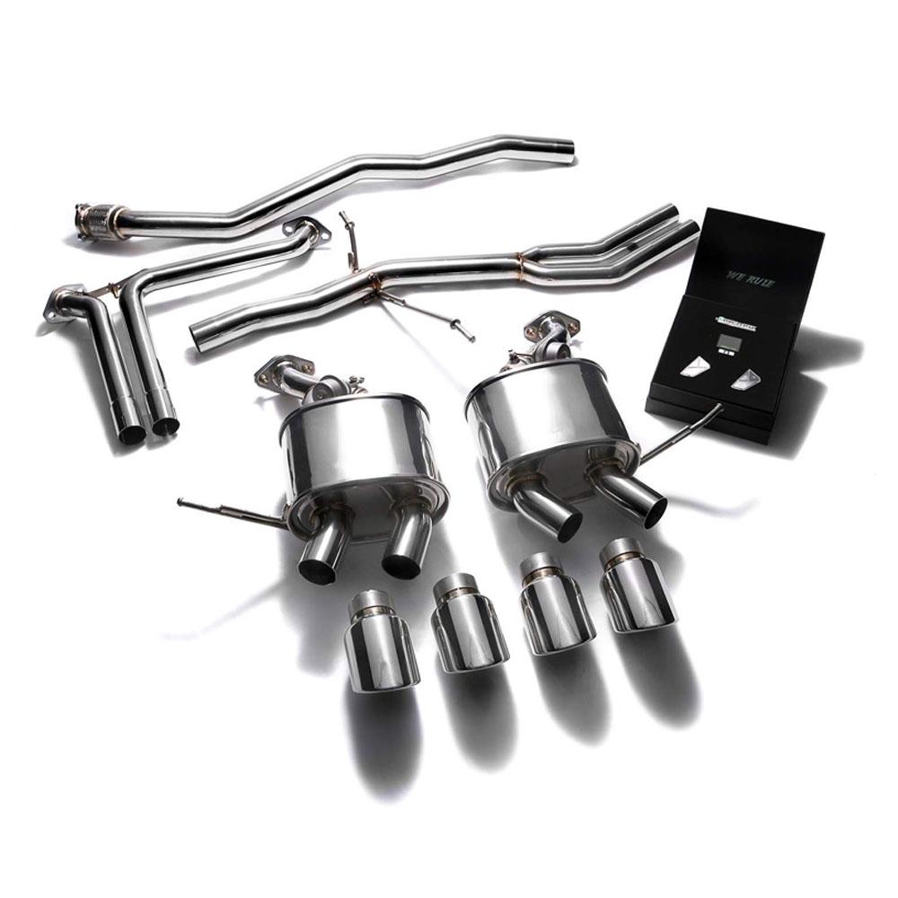 Armytrix Stainless Steel Valvetronic Exhaust System with Quad Exhaust Tips | 2015-2020 Porsche Macan 2.0T (PM20T-QS30B)-C-Dub Tech