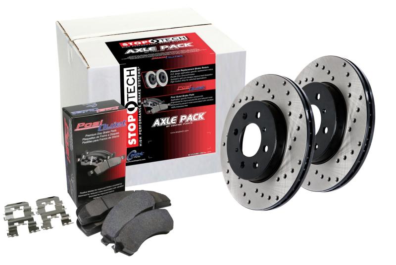 StopTech Street Axle Pack; Drilled; Front Front