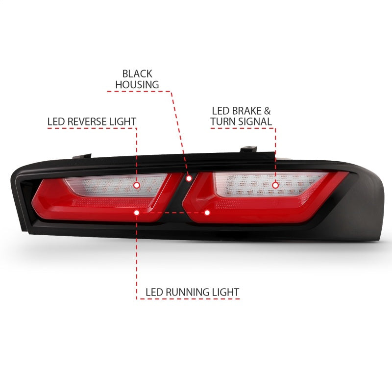 ANZO 2016-2018 Chevrolet Camaro L.E.D T.L Red/Clear - 321349-C-Dub Tech