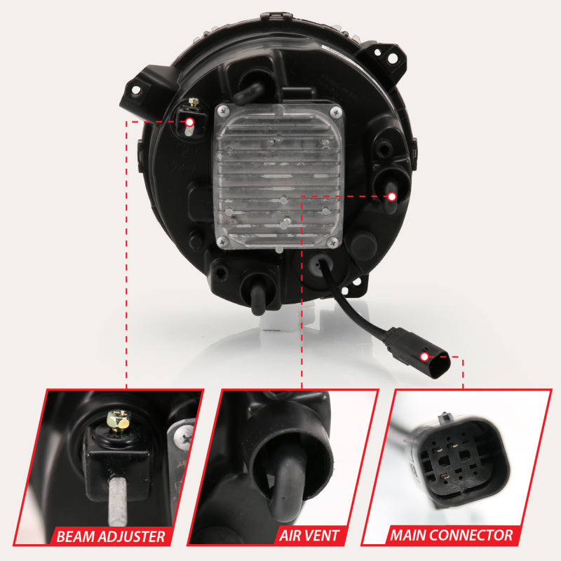 ANZO 2018-2019 Jeep Wrangler Full Led ProjectorH.L Black - 111466-C-Dub Tech