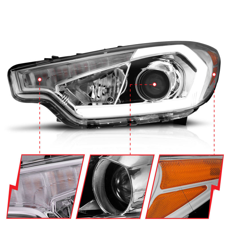 ANZO 2014-2016 Kia Forte Projector Headlights w/ Light Bar Chrome - 121563-C-Dub Tech