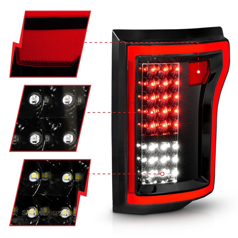 ANZO 2015-2016 Ford F-150 LED Taillights Black - 311261-C-Dub Tech