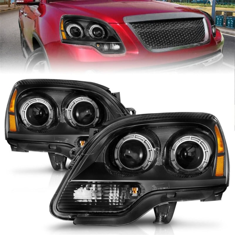 ANZO 2007-2012 GMC Acadia Projector Headlights Balck Housing - 111530-C-Dub Tech