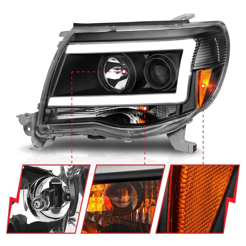 ANZO 05-09 Toyota Tacoma Projector Light Bar Style Headlights w/ - 111517-C-Dub Tech