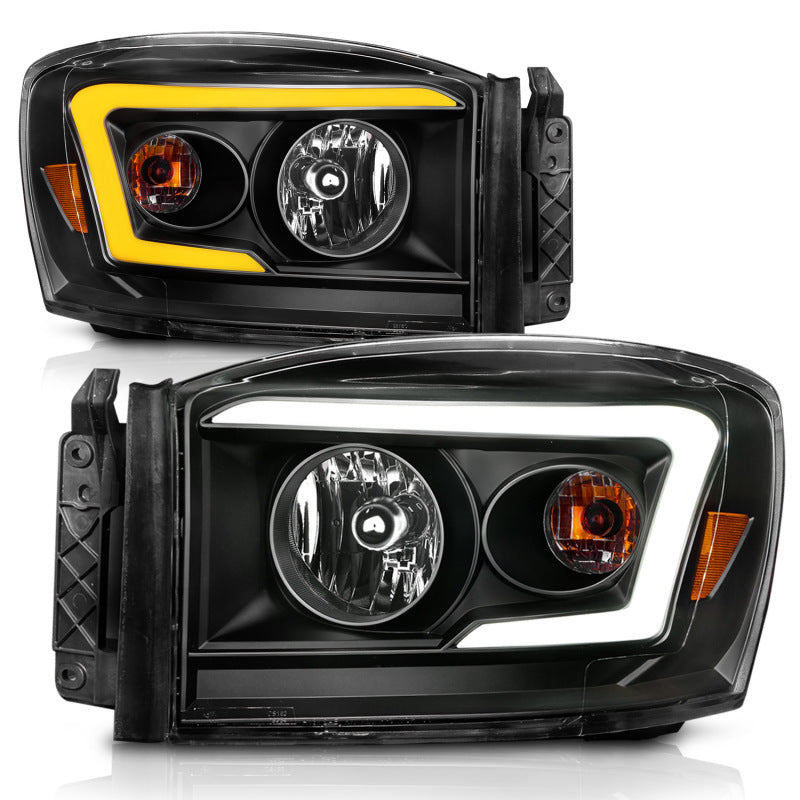 Anzo 06-09 Dodge RAM 1500/2500/3500 Headlights Black Housing/Clear Lens (w/Switchback - 111526-C-Dub Tech