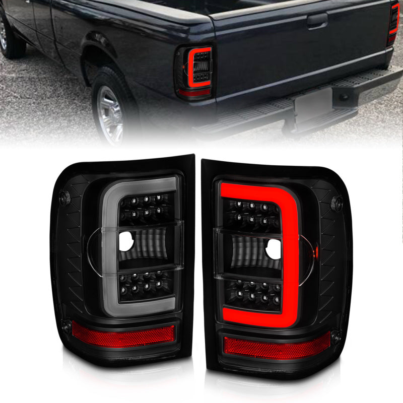 ANZO 01-11 Ford Ranger LED Taillights - Black Housing w/ - 311391-C-Dub Tech