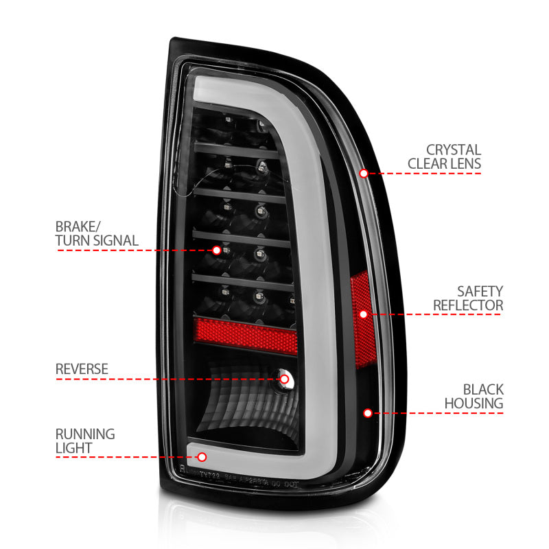 ANZO 00-06 Toyota Tundra LED Taillights w/ Light Bar Black - 311411-C-Dub Tech