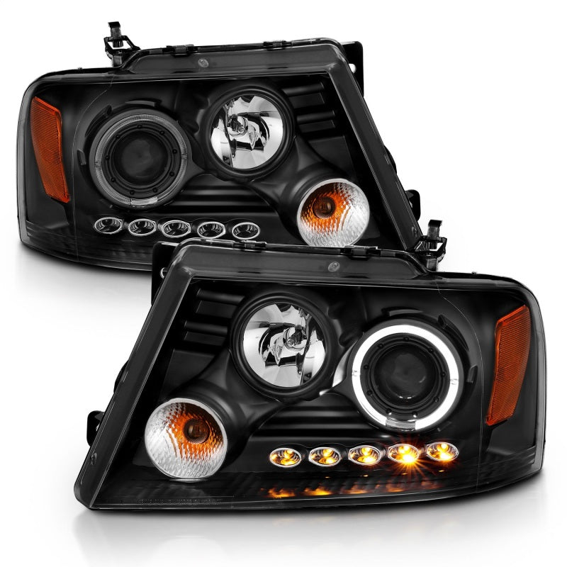ANZO 2004-2008 Ford F-150 Projector Headlights w/ Halo and LED - 111028-C-Dub Tech