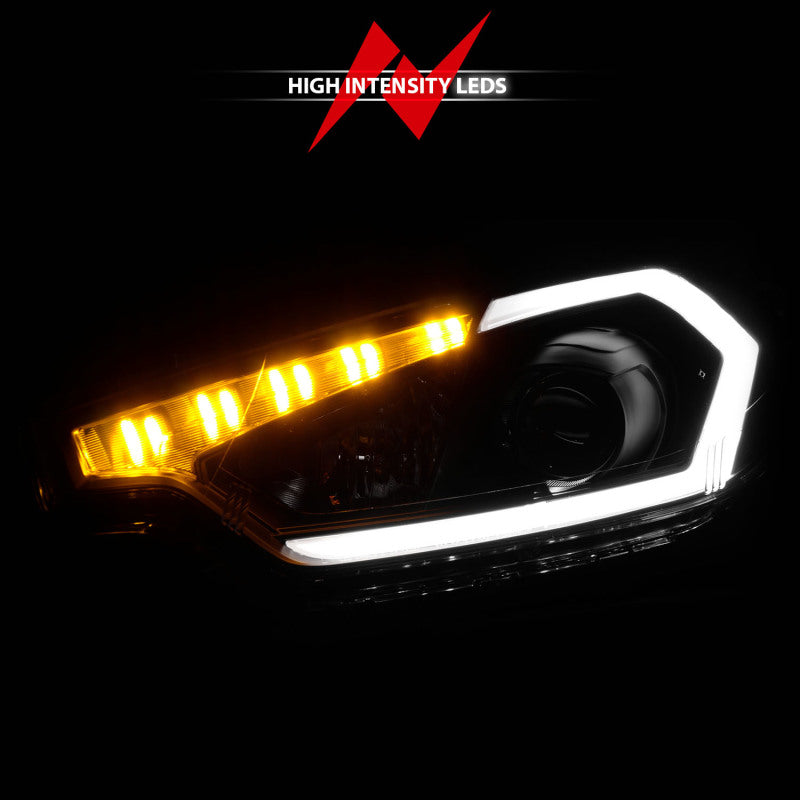ANZO 2014-2016 Kia Forte Projector Headlights w/ Light Bar Black - 121560-C-Dub Tech