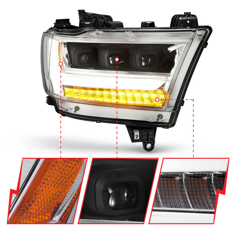 ANZO 19-20 Dodge Ram 1500 Tradesman LED Projector Headlights Plank - 111495-R-C-Dub Tech
