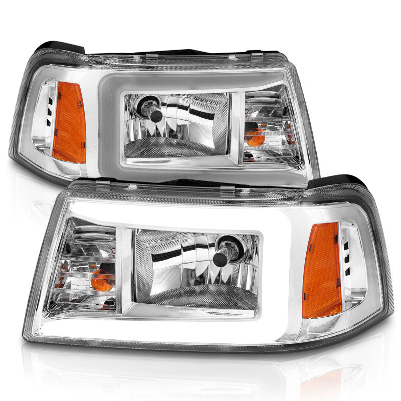ANZO 2001-2011 Ford Ranger Crystal Headlights w/ Light Bar Chrome - 111512-C-Dub Tech