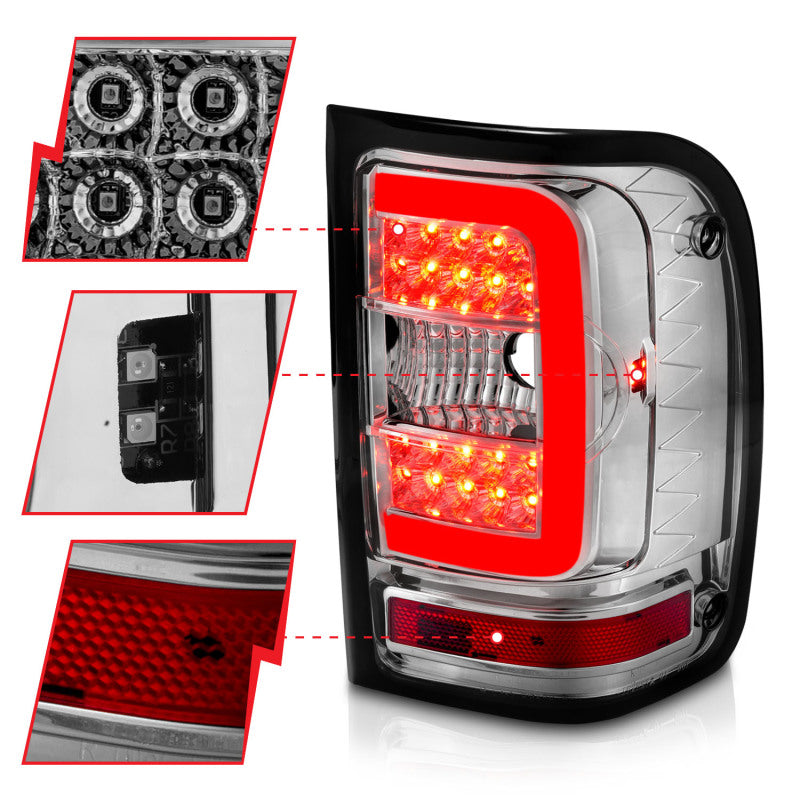 ANZO 2001-2011 Ford Ranger LED Tail Lights w/ Light Bar - 311392-C-Dub Tech