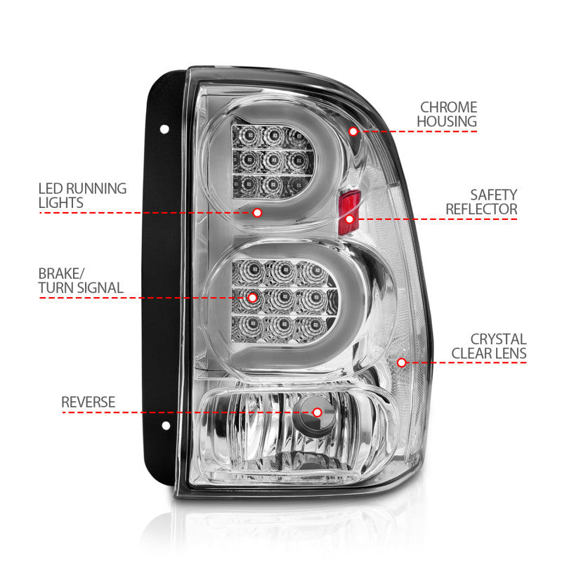 ANZO 2002-2009 Chevrolet Trailblazer LED Tail Lights w/ Light Bar - 311373-C-Dub Tech