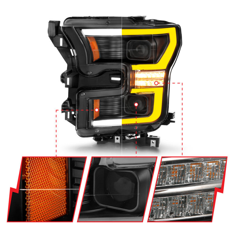 ANZO 15-17 Ford F-150 LED Projector Headlights - w/ Light - 111547-C-Dub Tech
