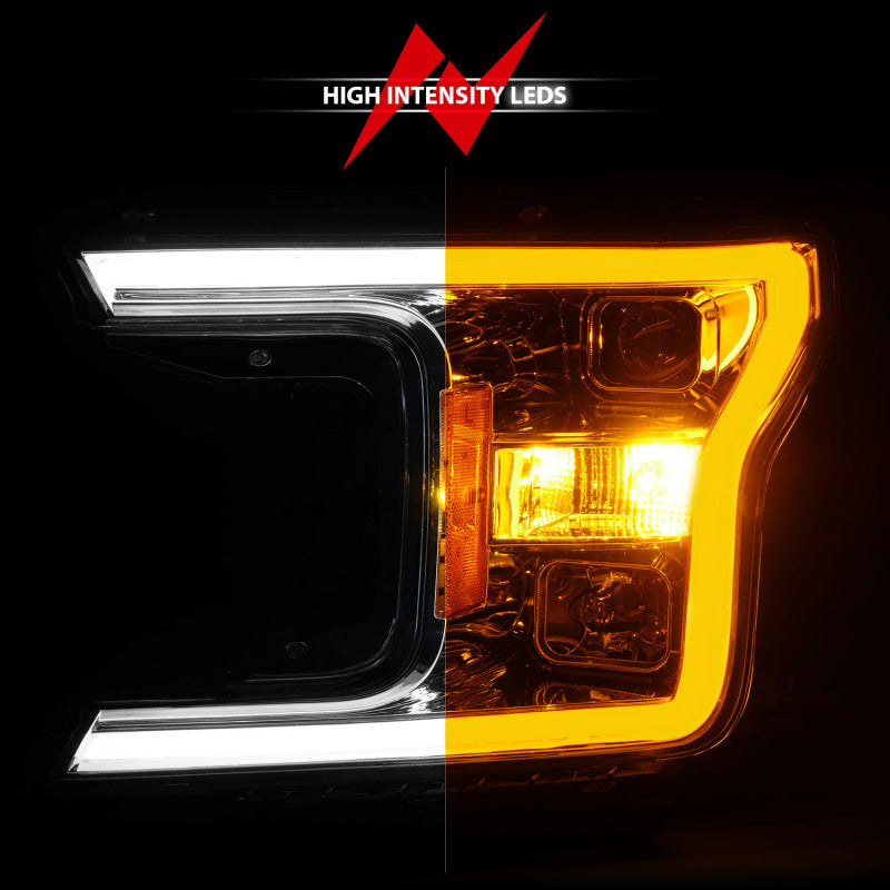 ANZO 2018-2020 Ford F-150 Projector Headlight w/Plank Style Switchback Chrome - 111510-C-Dub Tech