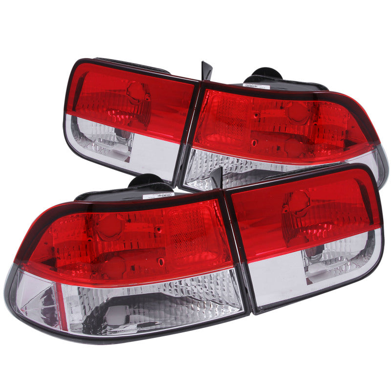ANZO 1996-2000 Honda Civic Taillights Red/Clear - 221222-C-Dub Tech