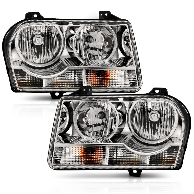 ANZO 2005-2010 Chrysler 300 Crystal Headlight Chrome Amber - 121529-C-Dub Tech