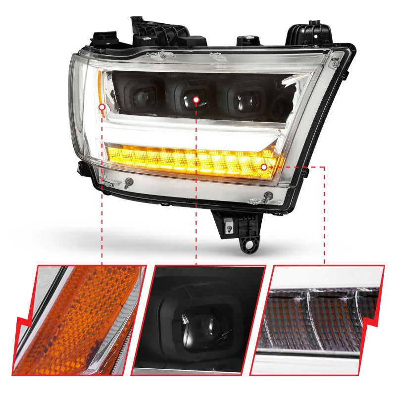 ANZO 19-20 Dodge Ram 1500 Tradesman LED Projector Headlights Plank - 111495-R-C-Dub Tech