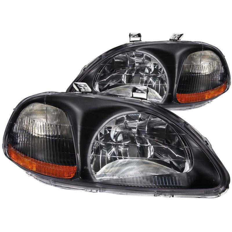 ANZO 1996-1998 Honda Civic Crystal Headlights Black - 121067-C-Dub Tech
