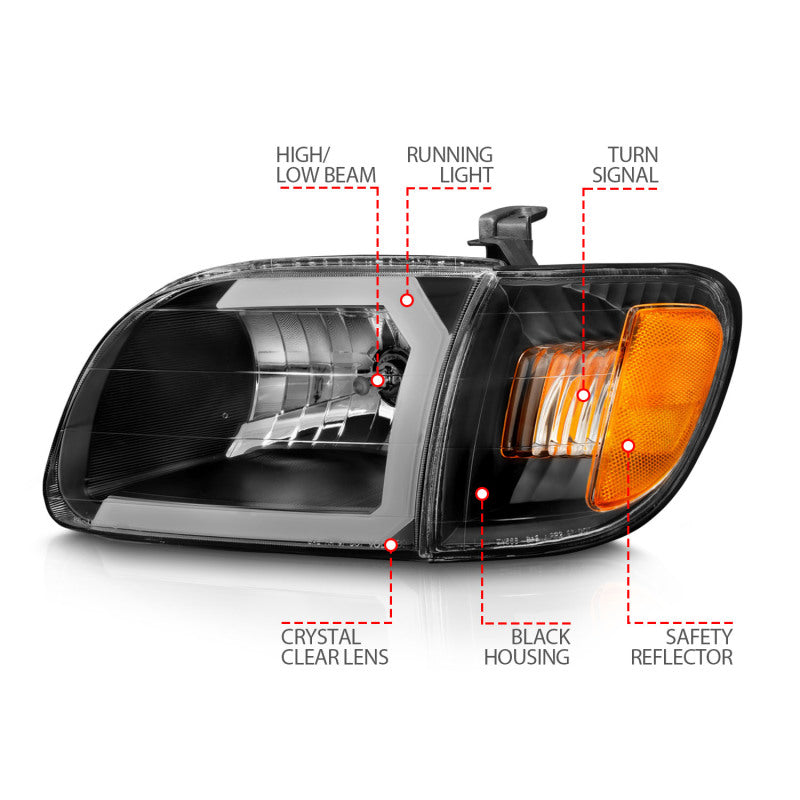 ANZO 00-04 Toyota Tundra (Fits Reg/Acc Cab Only) Crystal Headlights - 111579-C-Dub Tech