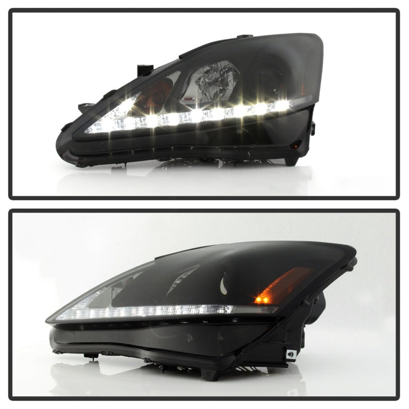 Spyder Lexus IS 250/350 2006-2010 Projector Headlights DRL Black Smoke - 5080073