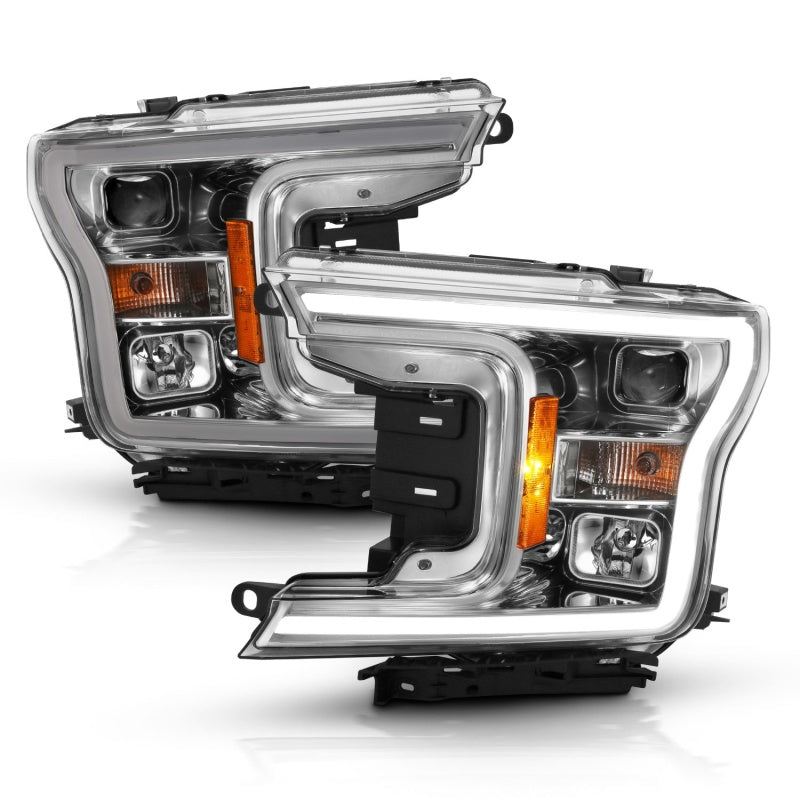ANZO 2018-2019 Ford F-150 Projector Plank Style H.L. Chrome Amber - 111468-C-Dub Tech