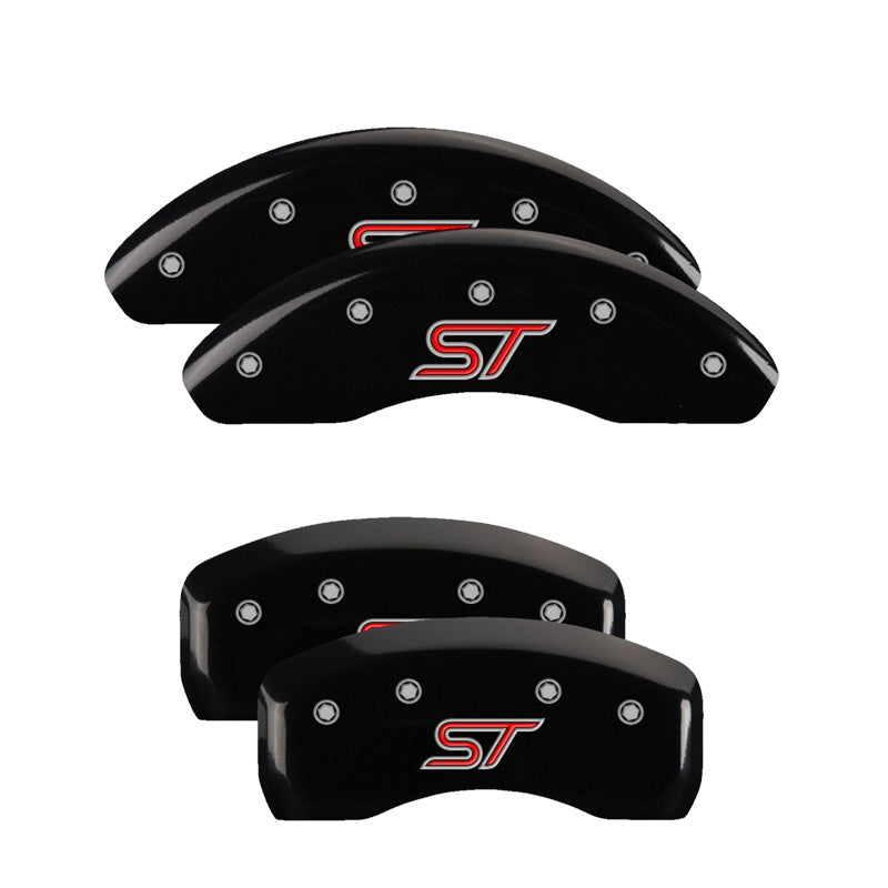 MGP Caliper Covers Set of 4: Black finish, Silver ST / ST Ford