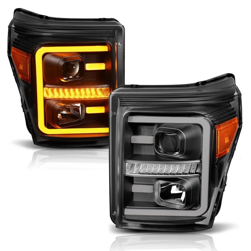 ANZO 2011-2016 Ford F250 Projector Headlights w/ Plank Style Switchback - 111406-C-Dub Tech