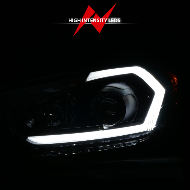 ANZO 2014-2016 Kia Forte Projector Headlights w/ Light Bar Black - 121562-C-Dub Tech