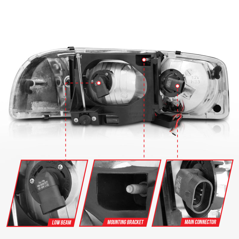 Anzo 99-17 GMC Sierra/Denali Headlights Black Amber (w/C Light Bars) - 111522-C-Dub Tech