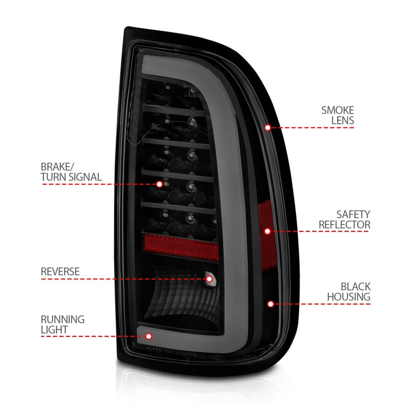 ANZO 00-06 Toyota Tundra LED Taillights w/ Light Bar Black - 311412-C-Dub Tech