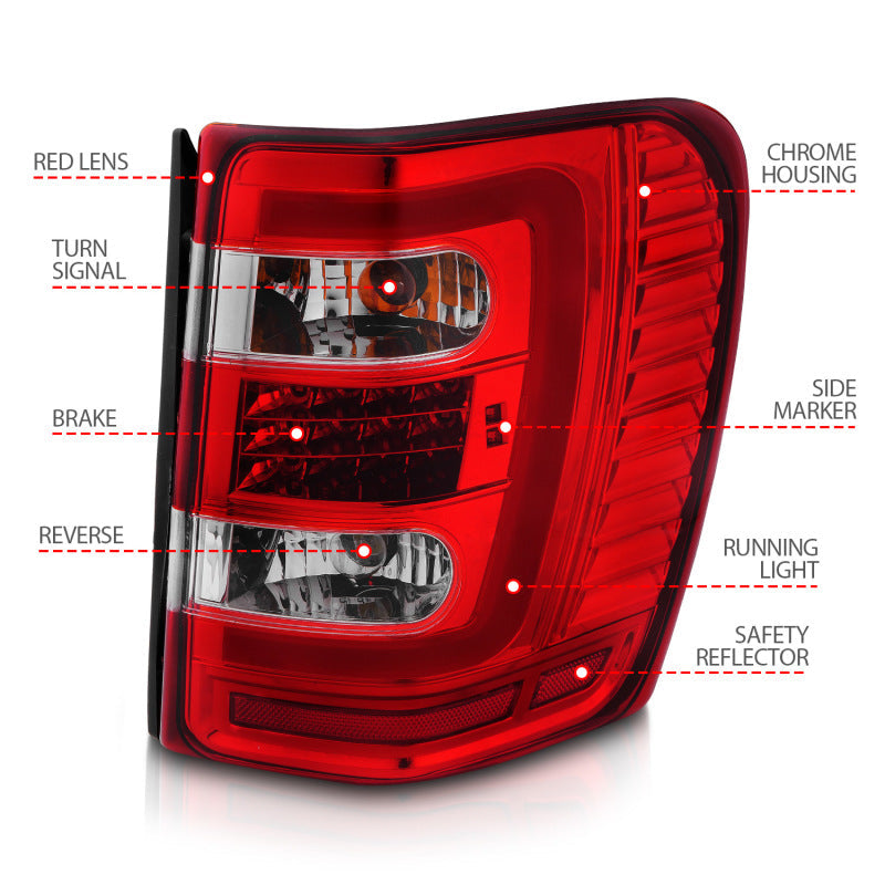ANZO 1999-2004 Jeep Grand Cherokee LED Tail Lights w/ Light - 311396-C-Dub Tech