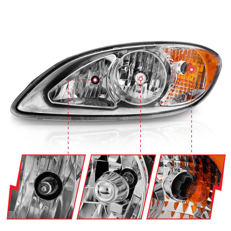 ANZO 2008-2016 International Prostar Crystal Headlights Chrome Housing - 131033-C-Dub Tech