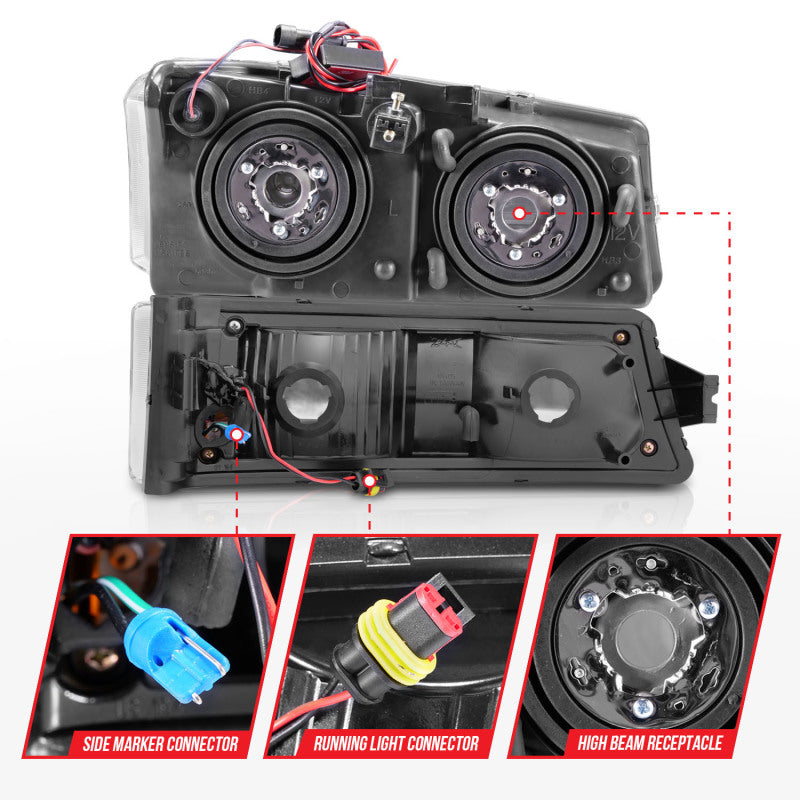 ANZO 2003-2006 Chevrolet Silverado 1500 Crystal Headlights w/ Light Bar - 111502-C-Dub Tech