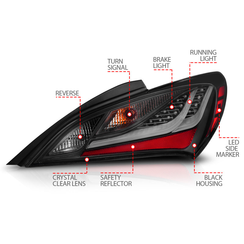 ANZO 10-13 Hyundai Genesis 2DR LED Taillights Smoke - 321347-C-Dub Tech
