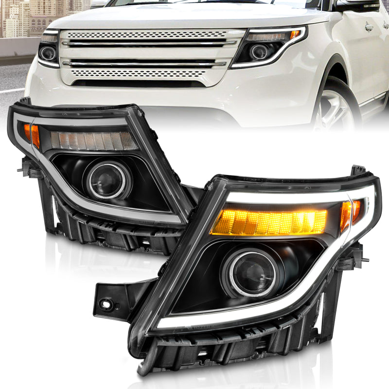 ANZO 11-15 Ford Explorer (w/Factory Halogen HL Only) Projector Headlights - 111575-C-Dub Tech
