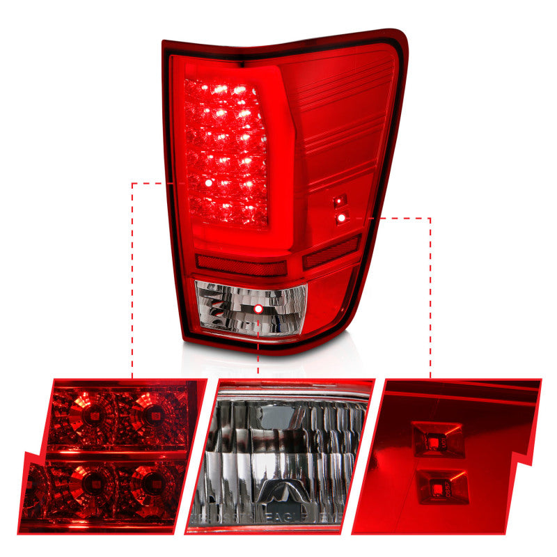 Anzo 04-15 Nissan Titan Full LED Tailights Chrome Housing Red/Clear - 311422-C-Dub Tech