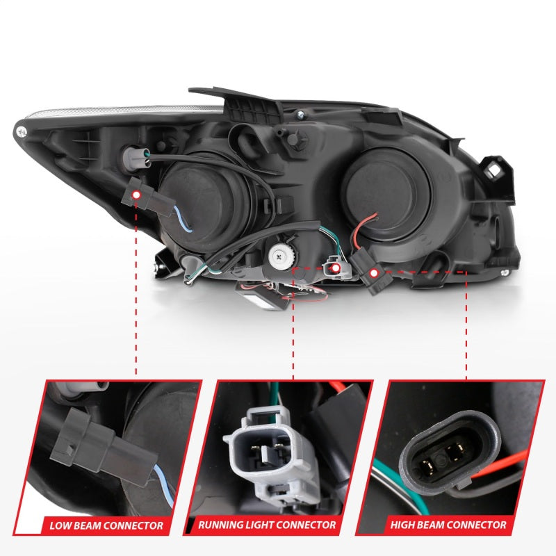 ANZO 2005-2010 Scion Tc Projector Headlights w/ Halo Black (CCFL) - 121119-C-Dub Tech