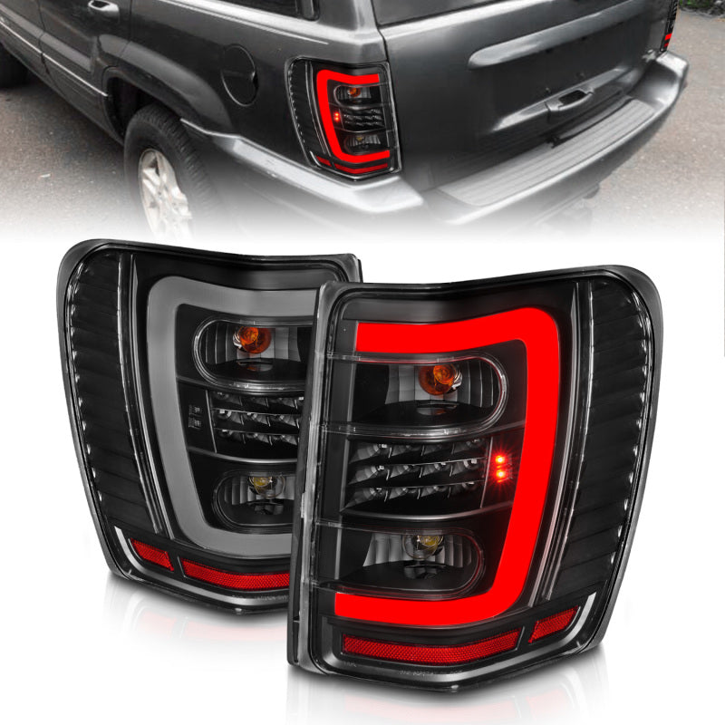 ANZO 1999-2004 Jeep Grand Cherokee LED Tail Lights w/ Light - 311394-C-Dub Tech