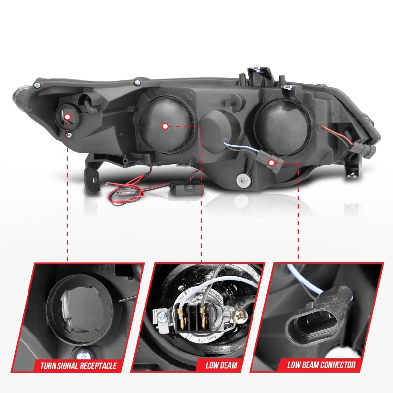 ANZO 2006-2011 Honda Civic Projector Headlights w/ Halo Chrome (CCFL) - 121061-C-Dub Tech